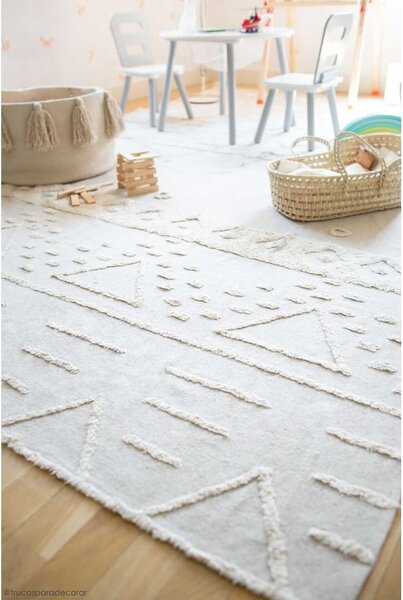 Fehér mosható kézi szövésű pamut szőnyeg 170x240 cm Tribu Natural – Lorena Canals