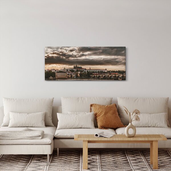 Kép - felhős Prága (120x50 cm)