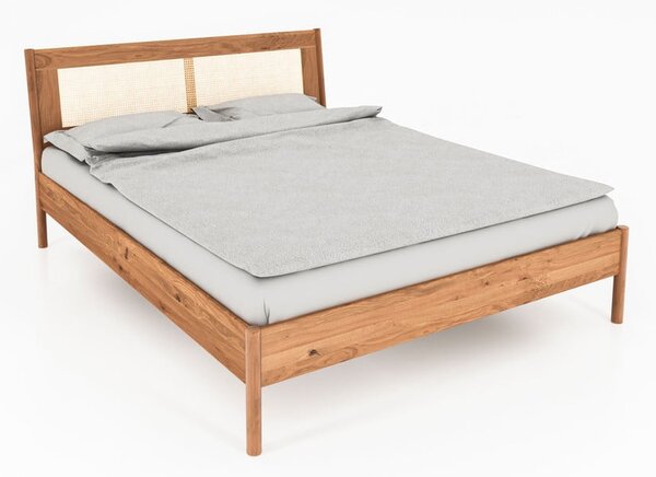 Tölgyfa franciaágy rattan ágytamlával 180x200 cm Pola - The Beds