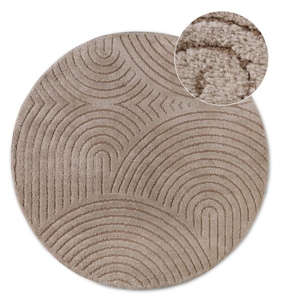Világosbarna kerek szőnyeg ø 200 cm Panglao New York Taupe – Elle Decoration