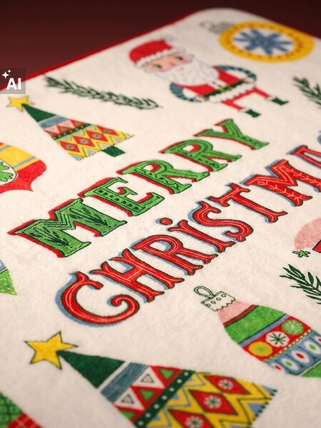 Sinsay - Karácsonyi fürdőszobaszőnyeg Merry Christmas felirattal és ünnepi motívumokkal - krémszínű