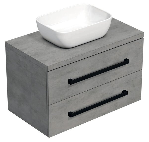Fürdőszobaszekrény fekete fogantyúval SAT Cube Way 80x71x46 cm betonszőnyeg CUBE46C803BE45