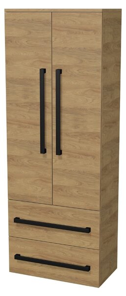 Alacsony fürdőszobai szekrény fekete fogantyúval SAT Cube Way 32,5x63x20 cm tölgy Hickory matrac CUBE3CV60DH