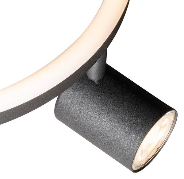 Mennyezeti spotlámpa fekete GU10 50mm 3-lámpás kerek háttérvilágítással és 3-utas kapcsolóval - Back Up