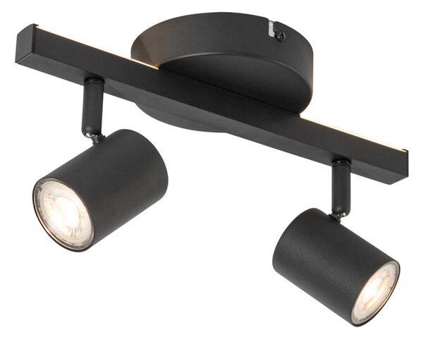 Mennyezeti spotlámpa fekete GU10 50mm 2-lámpás háttérvilágítással és 3-utas kapcsolóval - Back Up