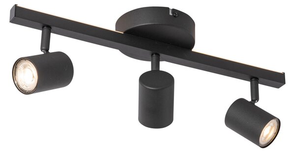 Mennyezeti spotlámpa fekete GU10 50mm 3-lámpás háttérvilágítással és 3 fokozatú kapcsolóval - Back Up