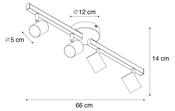 Fekete GU10 50mm-es mennyezeti spotlámpa 4-es, háttérvilágítással és 3 fokozatú kapcsolóval - Back Up
