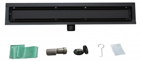 Mexen Lapos rozsdamentes zuhanytálca 80 cm, M18 minta, fekete, 1723080-15