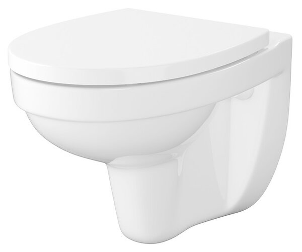 Cersanit Cersania SimpleOn, falra szerelhető WC csésze 52,5x36x37,5 cm + lassan záródó polipropilén ülőke, vízszintes hulladék, fehér, S701-557