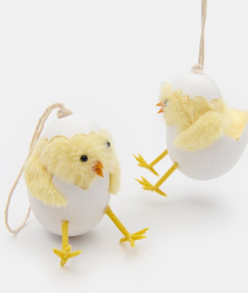 Sinsay - Húsvéti akasztós díszek csibékkel tojásban 2 pack - világossárga
