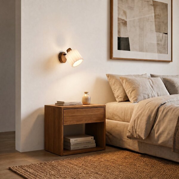 Fali Lámpa Lindby, Shiloh, dimmable, Fa, Nappali, Szövet / Textília, Modern