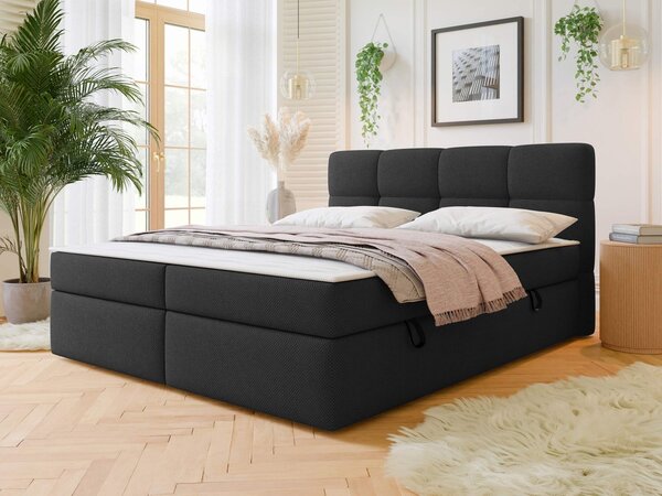 Franciaágy 160 cm Mejaso (világosbarna) (ágyráccsal és matraccal) (tárolóhellyel)