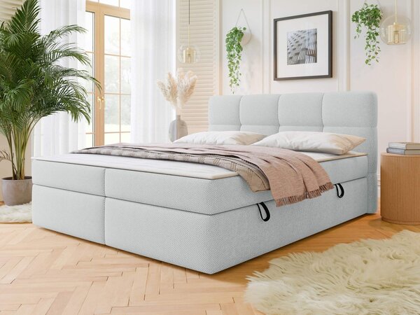 Franciaágy 160 cm Mejaso (világosbarna) (ágyráccsal és matraccal) (tárolóhellyel)