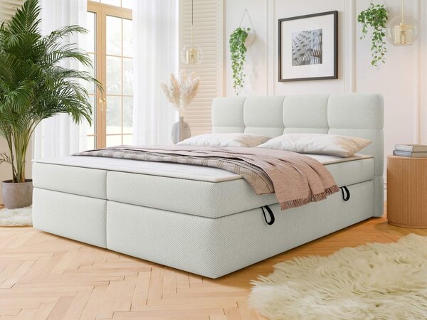 Franciaágy 160 cm Mejaso (világosbarna) (ágyráccsal és matraccal) (tárolóhellyel)