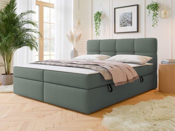 Franciaágy 160 cm Mejaso (világosbarna) (ágyráccsal és matraccal) (tárolóhellyel)