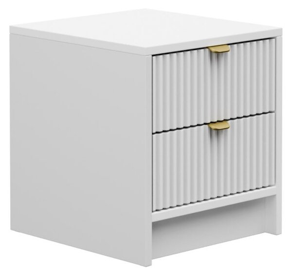 Éjjeliszekrény Rozoma 2SZ (fehér velvet + arany)