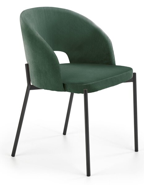 K455 Velvet Kárpitozott Szék, Fém lábakkal, Sötétzöld / Fekete, Sz51xM57xM77 cm