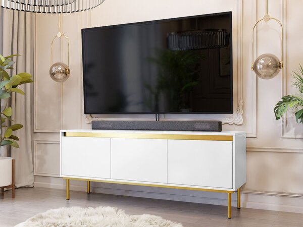 TV szekrény Gelean 3D (fehér + arany)