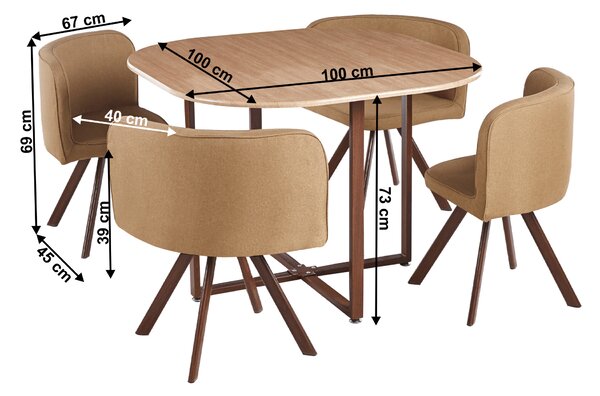 Étkező szett 4+1 Brianite (világosbarna + természetes)