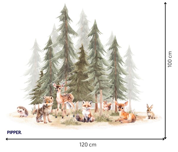 PIPPER. Textil falmatrica "Erdő állatokkal 3" Méret: 72x60cm