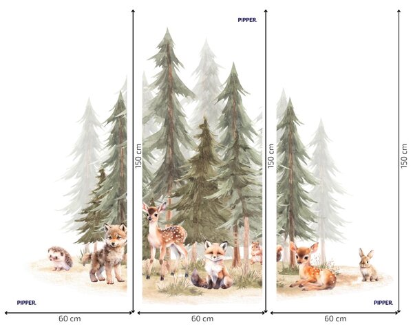 PIPPER. Textil falmatrica "Erdő állatokkal 3" Méret: 72x60cm