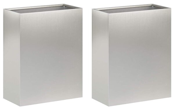 VidaXL Kerti cserép 2 db Ezüst 40 x 20 x 50 cm Rozsdamentes Acél