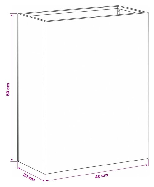 VidaXL Kerti cserép 2 db Ezüst 40 x 20 x 50 cm Rozsdamentes Acél