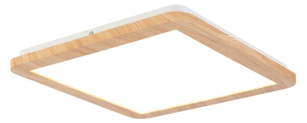 Plafondlamp hout 30 cm vierkant incl. LED 3-staps dimbaar IP44 - Linda