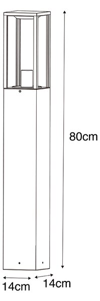 Okos kültéri állólámpa fekete bordázott üveggel 80 cm WiFi A60-nal - Charlois
