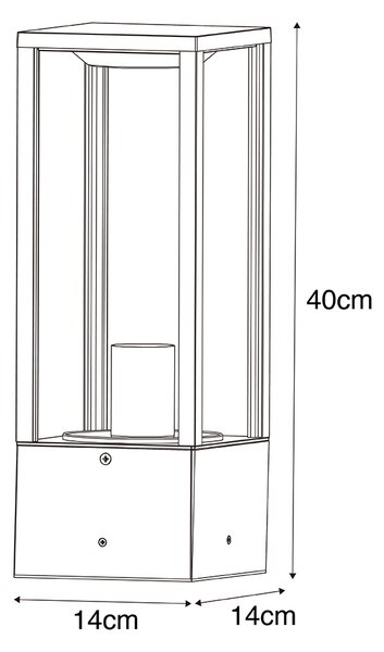 Okos kültéri állólámpa fekete, bordázott üveggel 40 cm, WiFi A60-nal - Charlois