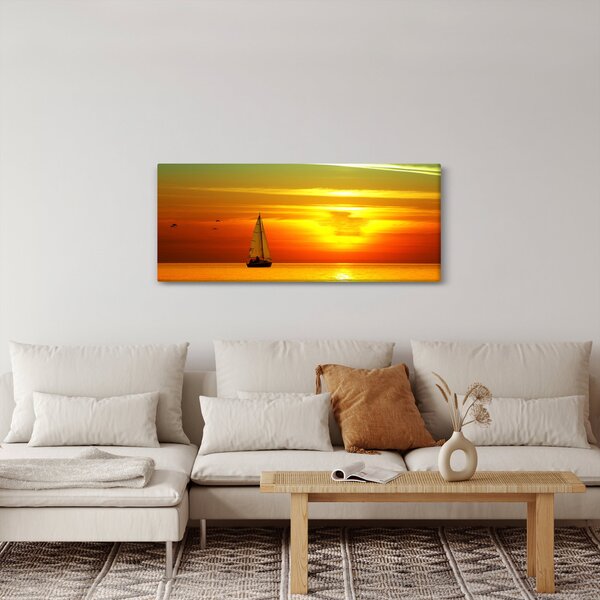 Naplemente egy jachttal képe (120x50 cm)