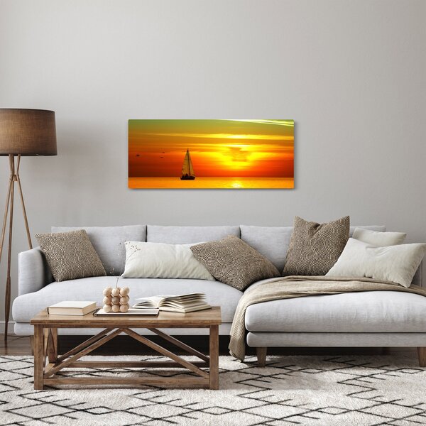 Naplemente egy jachttal képe (120x50 cm)