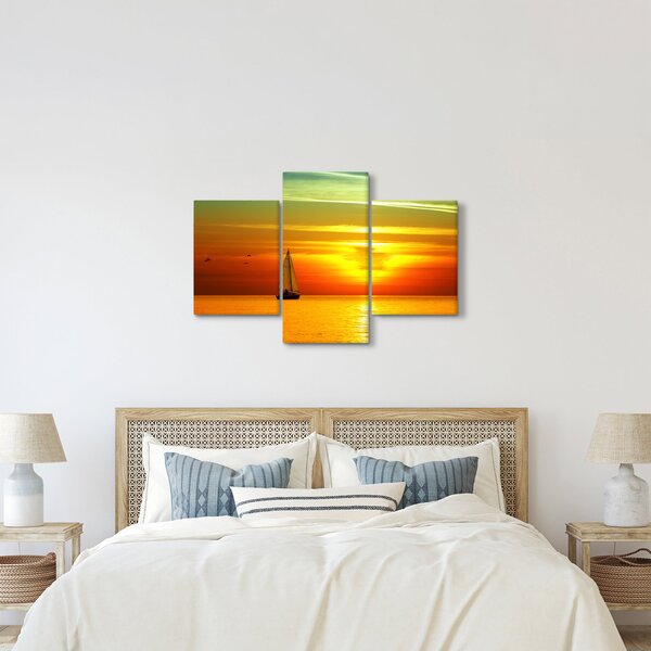 Naplemente egy jachttal képe (90x60 cm)
