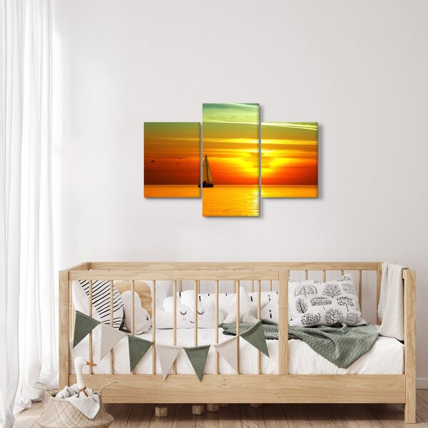 Naplemente egy jachttal képe (90x60 cm)