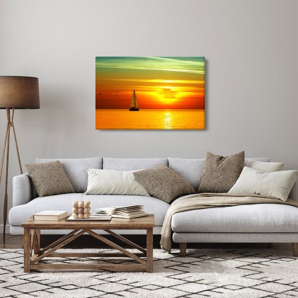 Naplemente egy jachttal képe (90x60 cm)