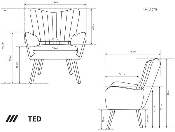 TED fotel - zöldeskék