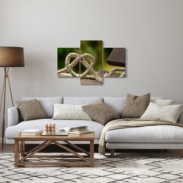 Szív kötélből képe (90x60 cm)