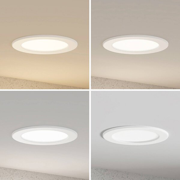 PRIOS Prios LED süllyesztett lámpa Cadance, fehér, 17 cm, 3 darabos készlet, CCT, dimmelhető, Fehér / opál, Fürdőszoba, Alumínium, Modern