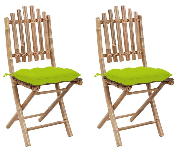 VidaXL 2 db összecsukható bambusz kerti szék párnával