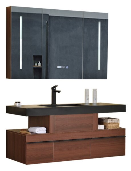 HD New York 120 exclusive komplett fürdőszoba bútor mosdószekrénnyel, beépített mosdóval és tükrös szekrénnyel