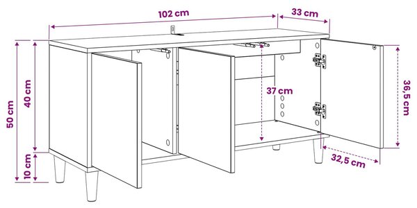 VidaXL TV szekrény RAALTE 102 x 33 x 50 cm Sonoma Szerelt Fa