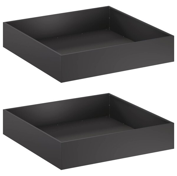 VidaXL Kerti cserép 2 db Fekete 80 x 80 x 20 cm Hidegen hengerelt acél