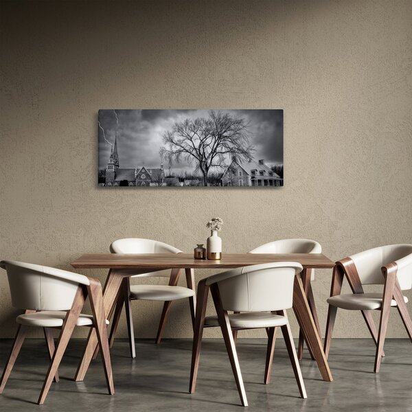 Fekete fehér falu képe (120x50 cm)