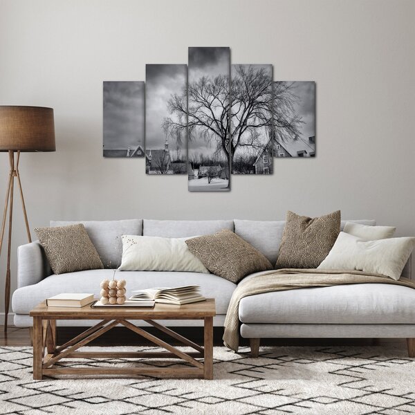 Fekete fehér falu képe (150x105 cm)