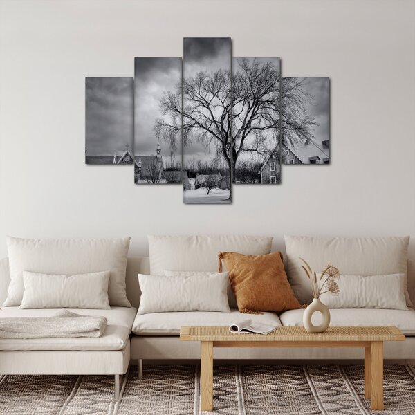 Fekete fehér falu képe (150x105 cm)
