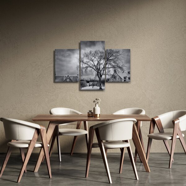 Fekete fehér falu képe (90x60 cm)