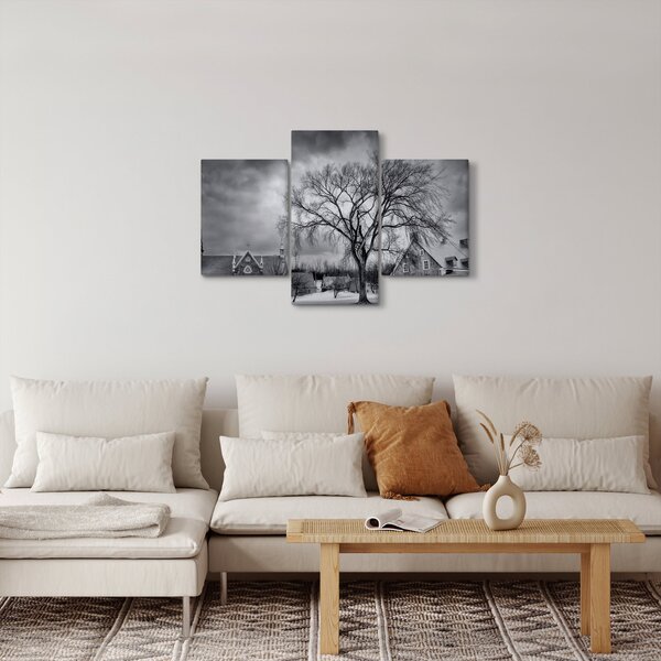 Fekete fehér falu képe (90x60 cm)