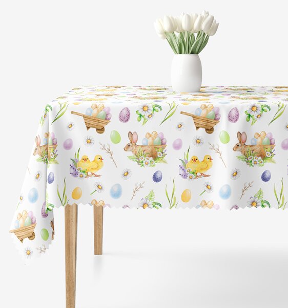 Goldea húsvéti szögletes teflonos asztalterítő - húsvéti szimbólumok 140 x 220 cm