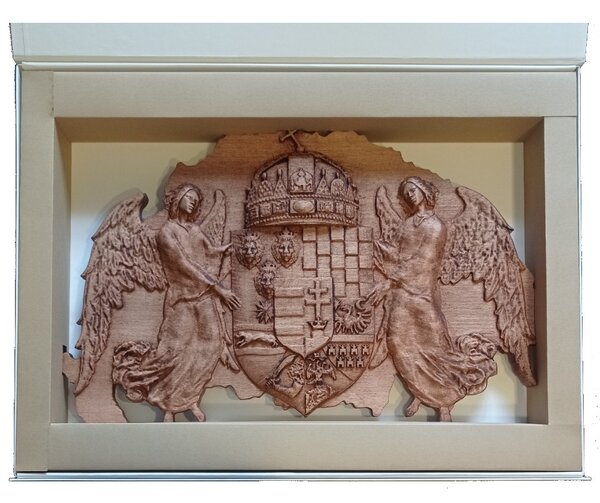 Faragott Nagy-Magyarország térkép angyalos címerrel falikép 40x26 cm