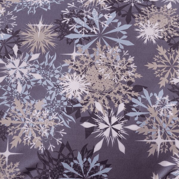 2 darab SNOWFLAKE kék-szürke mikroszálas ágyneműhuzat szett + Jersey lepedő 180x200cm fehér, franciaágyhoz